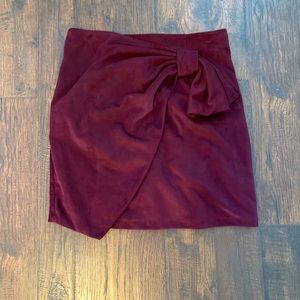 Suede Mini Skirt with Bow